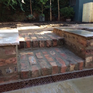 Reclaimed brick steps