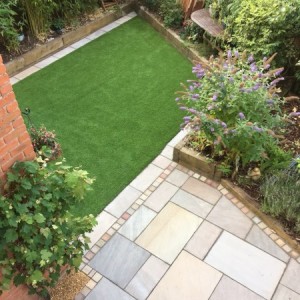 Family garden with artificial turf
